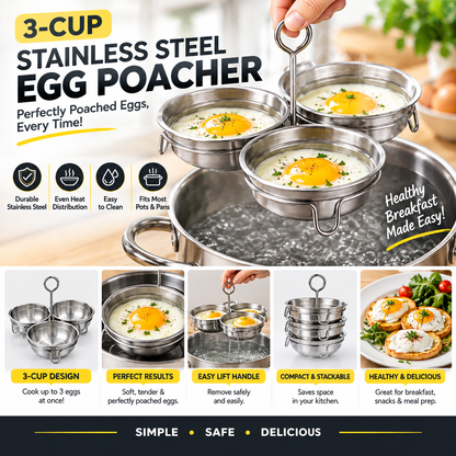 3 cup stainless steel egg poacher