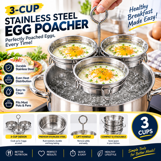 3 cup stainless steel egg poacher
